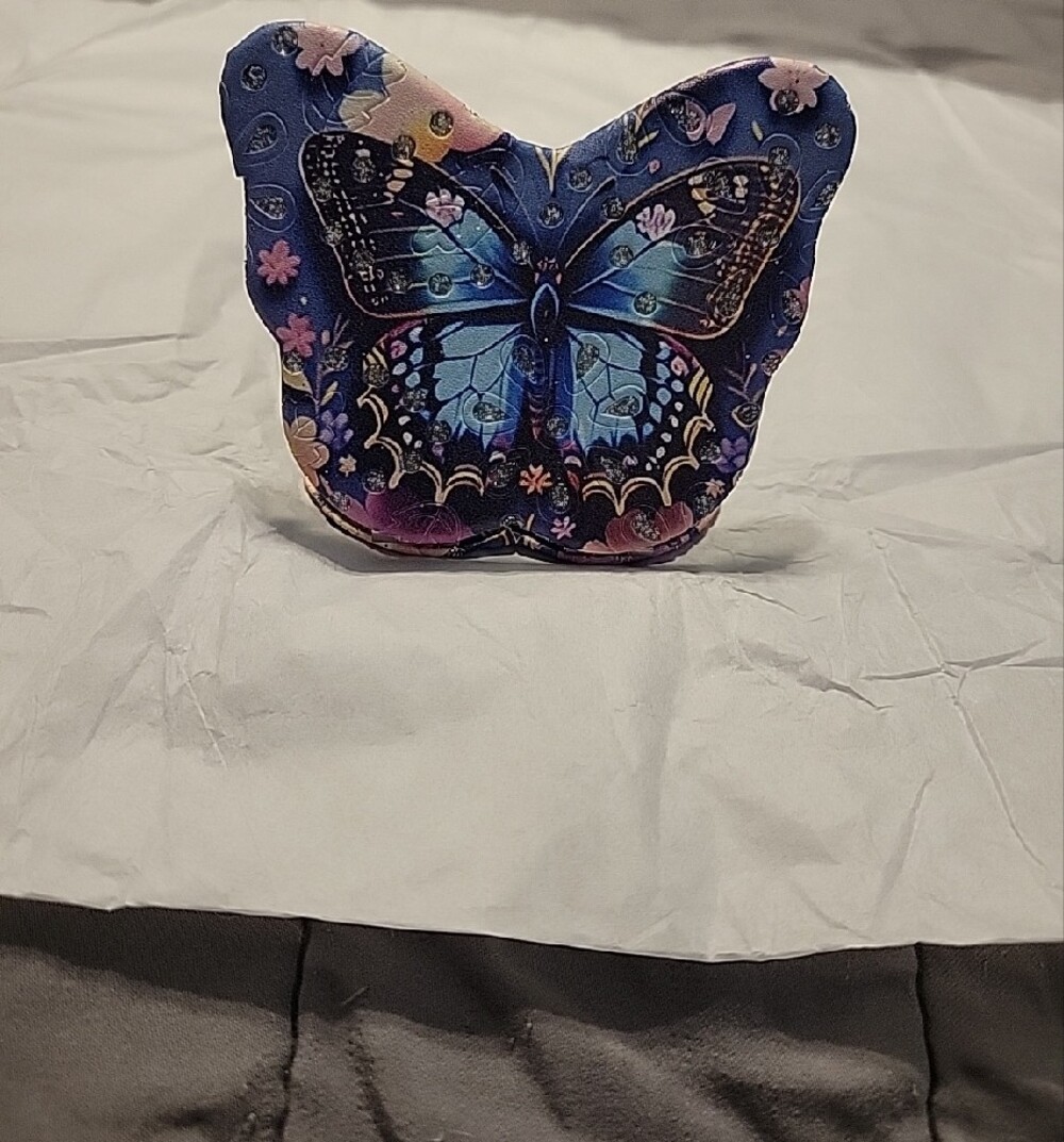 NWOT! Butterfly Embellished Compact Dual Mirror - Purple Pink - Picture 3 of 3